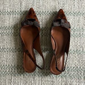 Talbots brown animal print sling backs